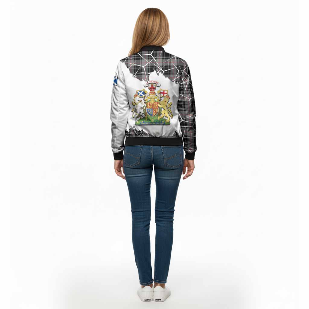 Moffat Tartan Bomber Jacket with Family Crest and Lion Rampant Grunge Style