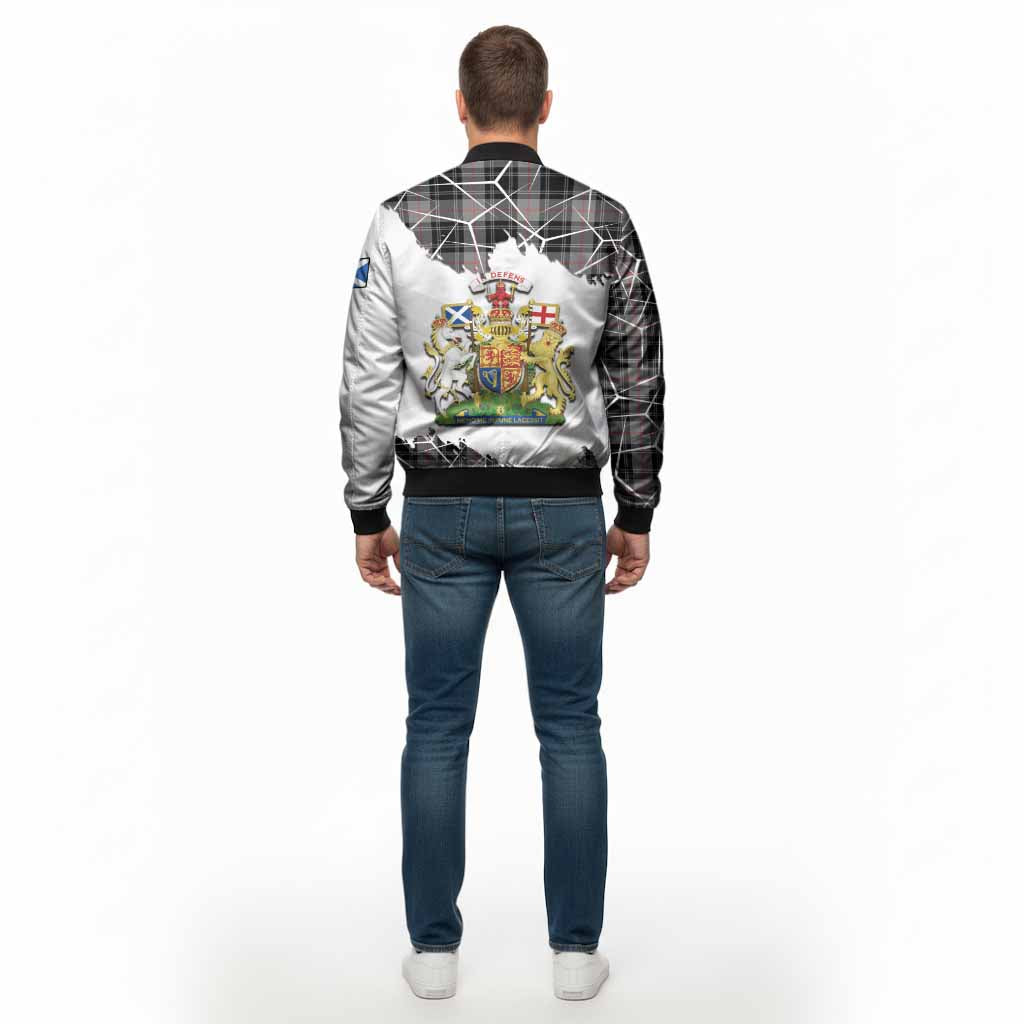 Moffat Tartan Bomber Jacket with Family Crest and Lion Rampant Grunge Style