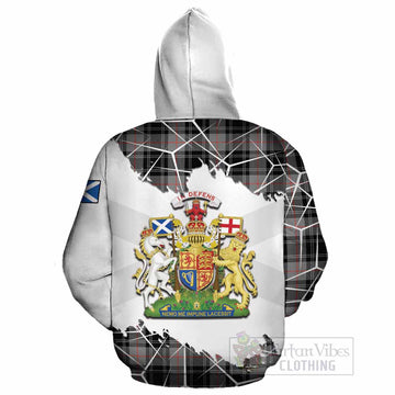 Moffat Tartan Cotton Hoodie with Family Crest and Lion Rampant Grunge Style
