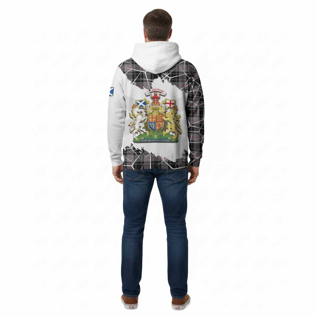 Moffat Tartan Cotton Hoodie with Family Crest and Lion Rampant Grunge Style