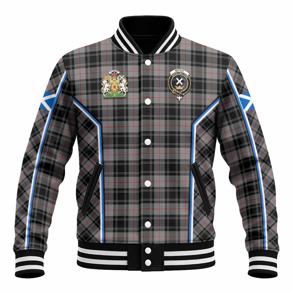 Moffat Tartan Crest Baseball Jacket Scotland Coat of Arm Flag Style - Tartan Vibes Clothing