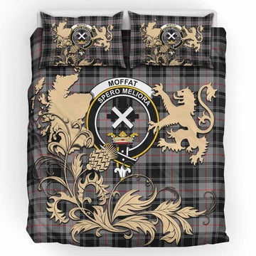Moffat Tartan Crest Bedding Set with Scottish Iconic Symbols 