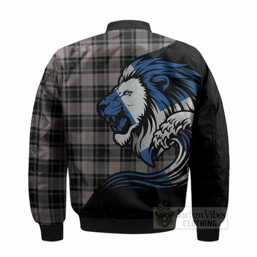 Moffat Tartan Crest Bomber Jacket Scottish Golden Lions Wave Flow