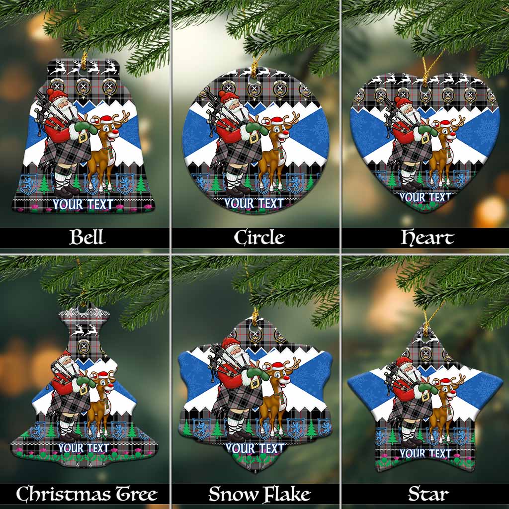 Moffat Tartan Crest Christmas Ceramic Ornament Scotland Santa With Bagpipes Cute Reindeer