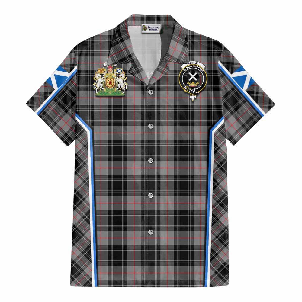 Moffat Tartan Crest Cotton Hawaiian Shirt Scotland Coat of Arm Flag Style - Tartan Vibes Clothing
