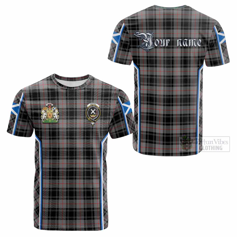 Moffat Tartan Crest Cotton T-shirt Scotland Coat of Arm Flag Style - Tartan Vibes Clothing