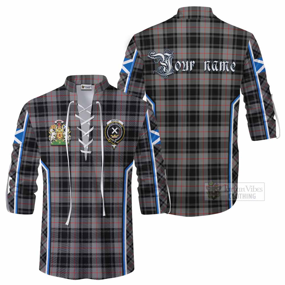 Moffat Tartan Crest Ghillie Kilt Shirt Scotland Coat of Arm Flag Style - Tartan Vibes Clothing