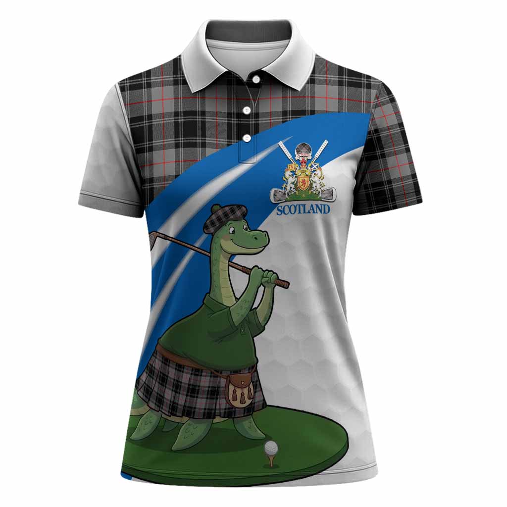 Moffat Tartan Crest Golf Nessie Women Polo Shirt Loch Ness Monster Sporty Style