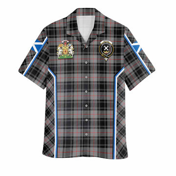 Moffat Tartan Crest Hawaiian Shirt Scotland Coat of Arm Flag Style