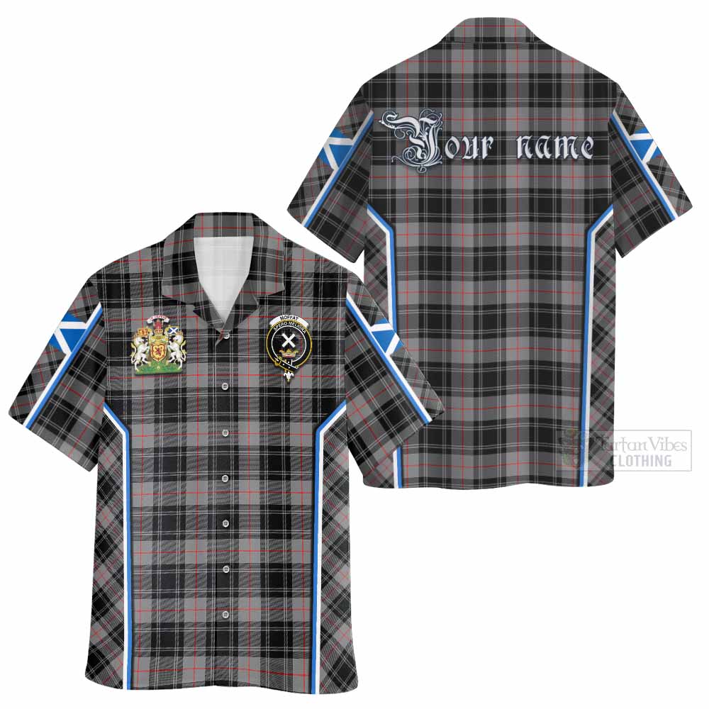 Moffat Tartan Crest Hawaiian Shirt Scotland Coat of Arm Flag Style - Tartan Vibes Clothing