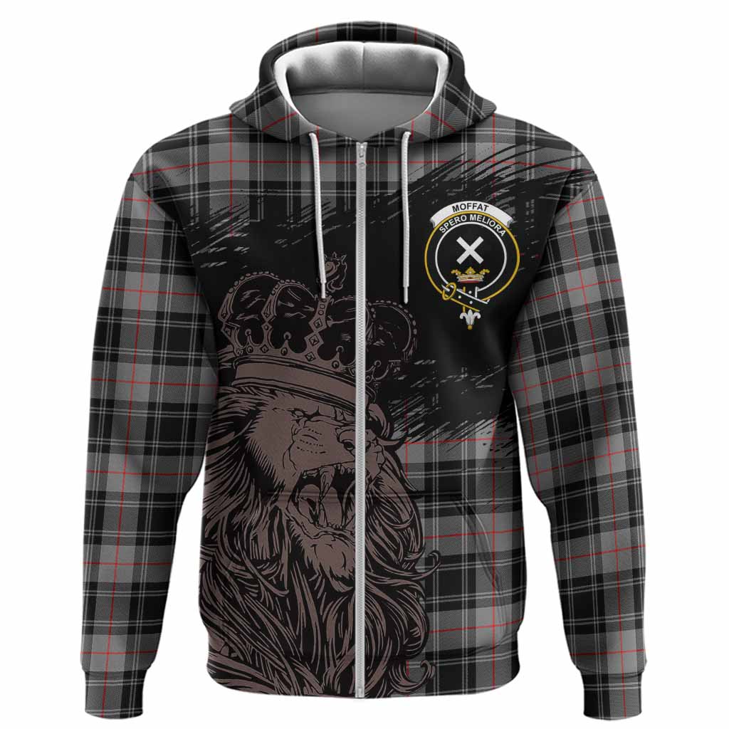 Moffat Tartan Crest Hoodie Crowned Lion Heritage Style