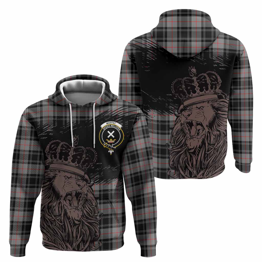 Moffat Tartan Crest Hoodie Crowned Lion Heritage Style