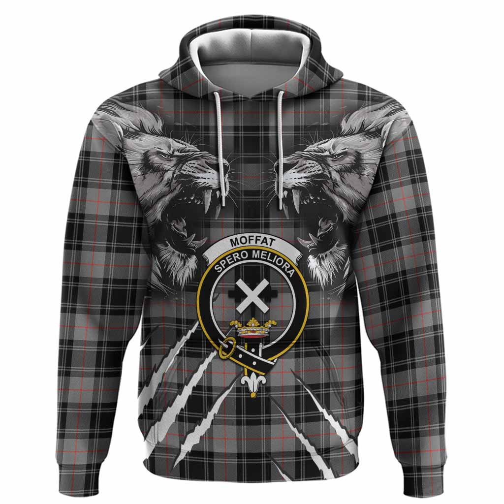 Moffat Tartan Crest Hoodie Ferocious Lion Style