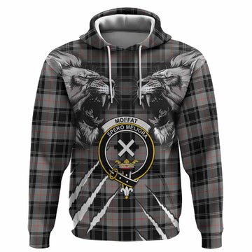 Moffat Tartan Crest Hoodie Ferocious Lion Style