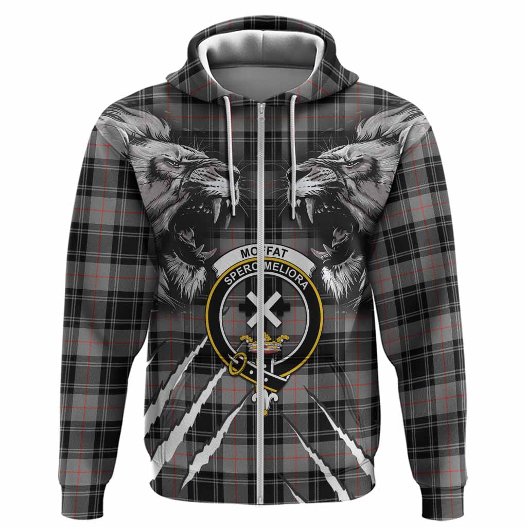 Moffat Tartan Crest Hoodie Ferocious Lion Style