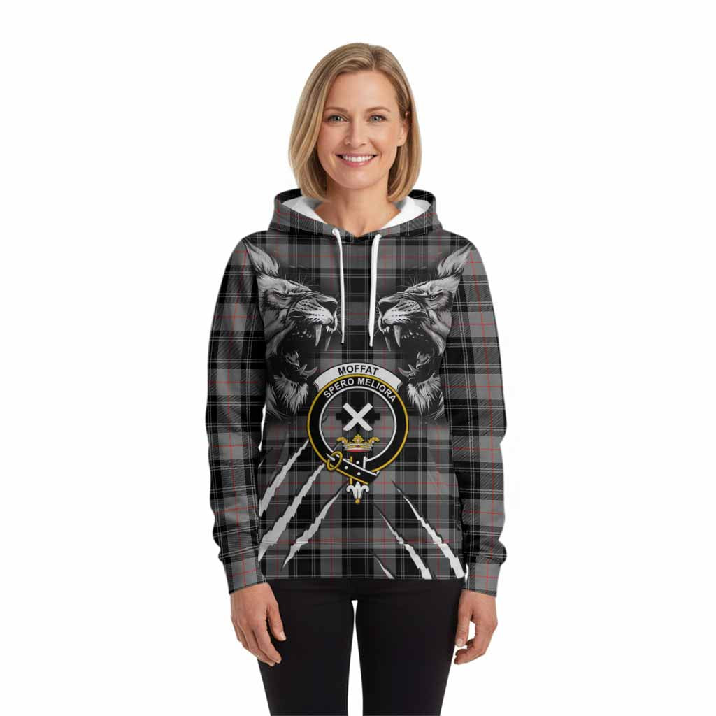 Moffat Tartan Crest Hoodie Ferocious Lion Style