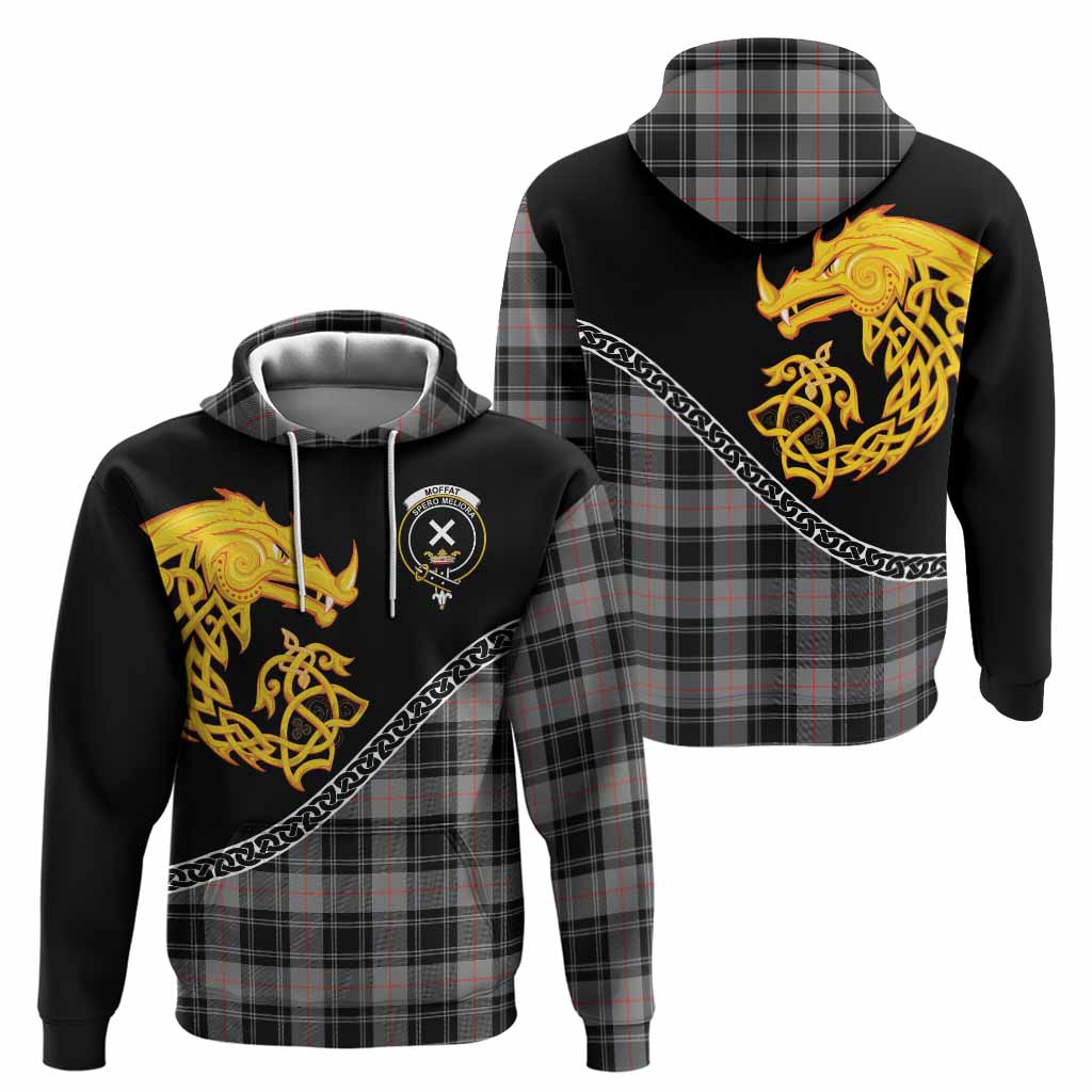 Moffat Tartan Crest Hoodie Legendary Dragon Knot Half Style