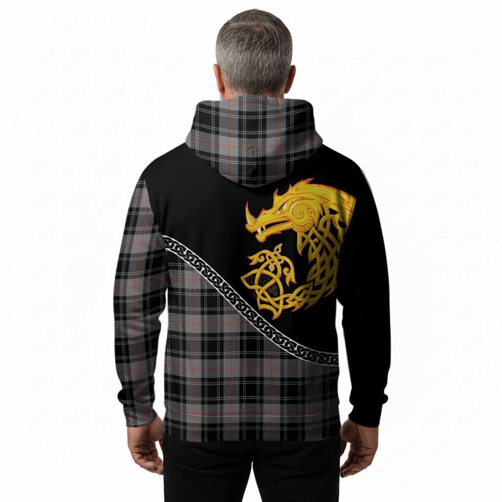 Moffat Tartan Crest Hoodie Legendary Dragon Knot Half Style