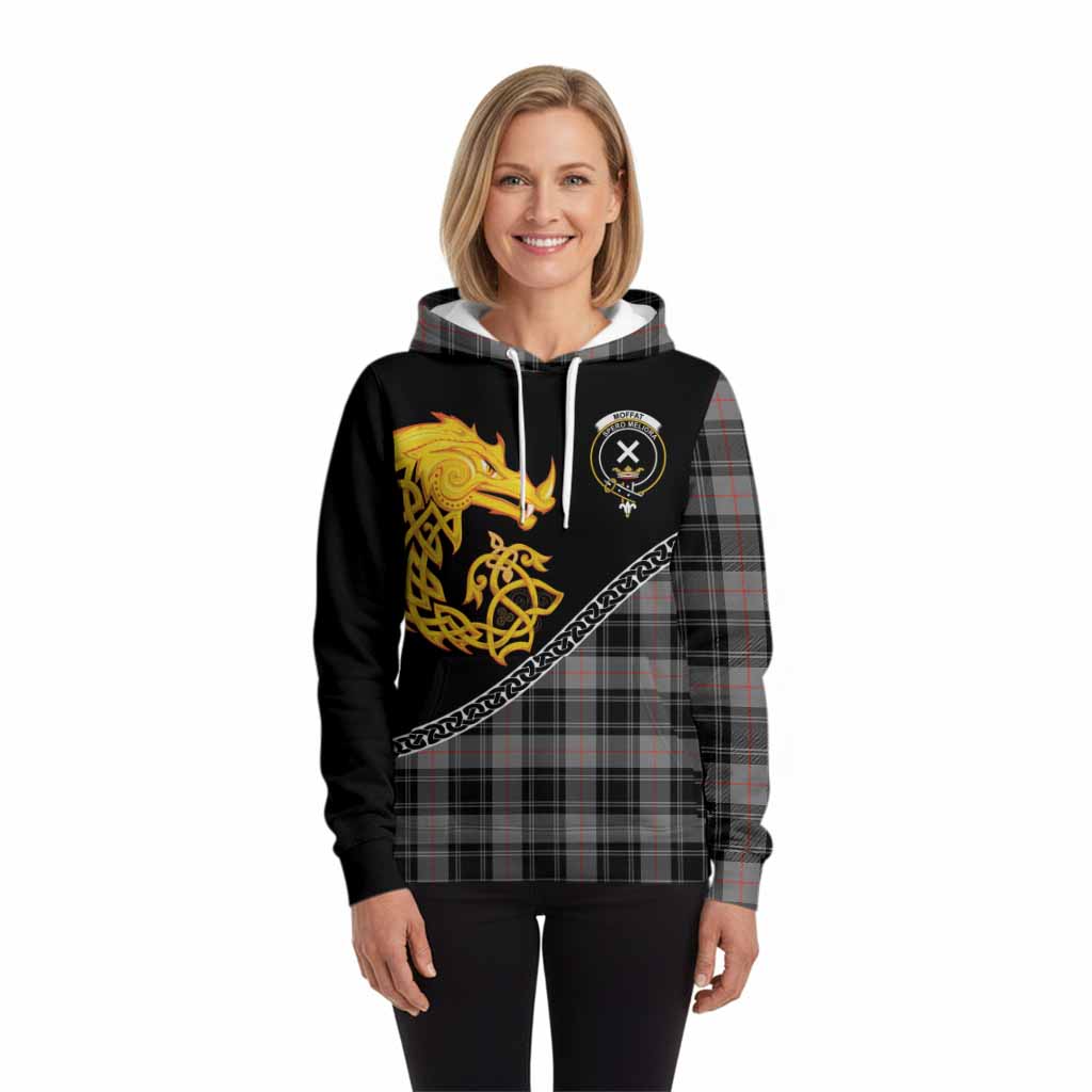 Moffat Tartan Crest Hoodie Legendary Dragon Knot Half Style