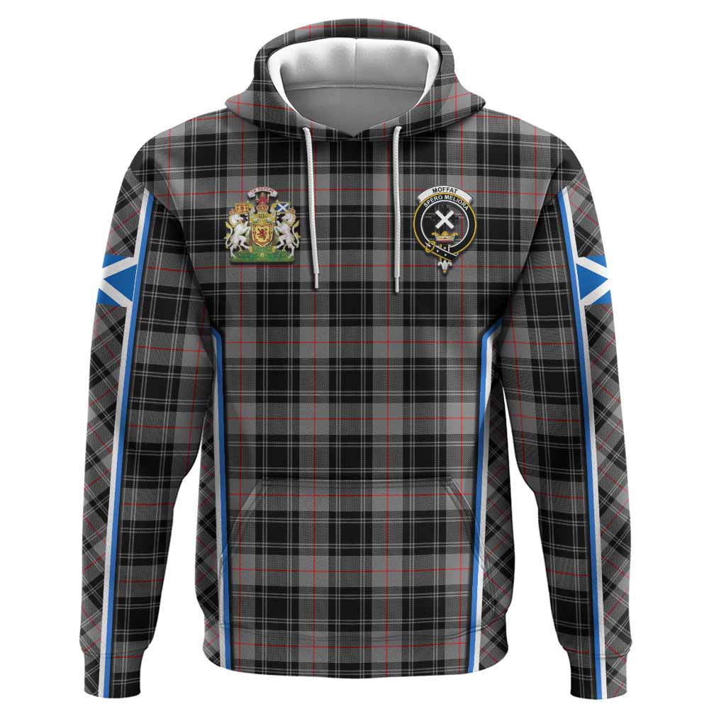 Moffat Tartan Crest Hoodie Scotland Coat of Arm Flag Style - Tartan Vibes Clothing