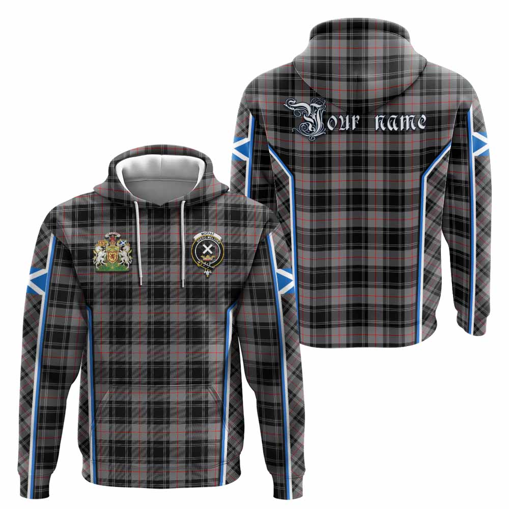Moffat Tartan Crest Hoodie Scotland Coat of Arm Flag Style - Tartan Vibes Clothing