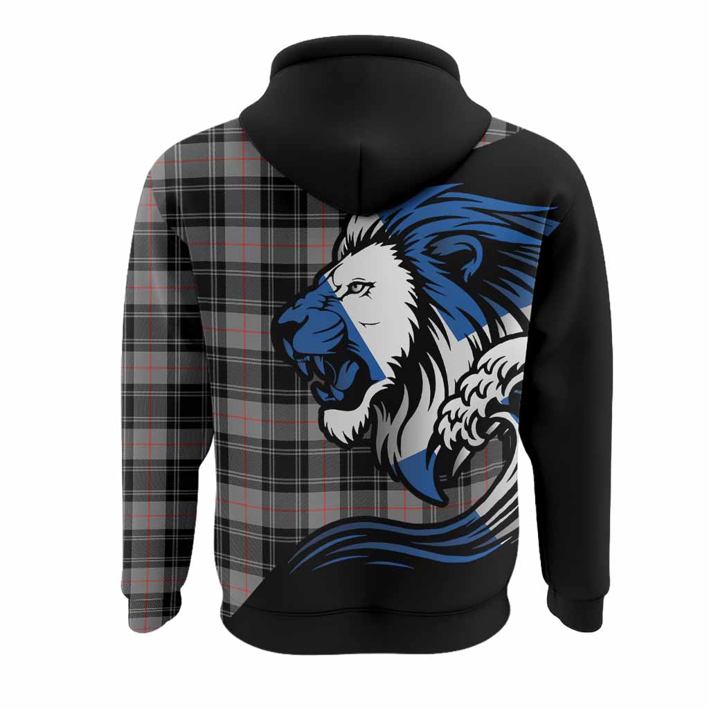 Moffat Tartan Crest Hoodie Scottish Golden Lions Wave Flow