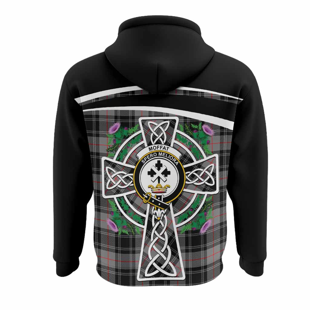 Moffat Tartan Crest Hoodie Scottish Thistle Celtic Cross Alba Gu Brath