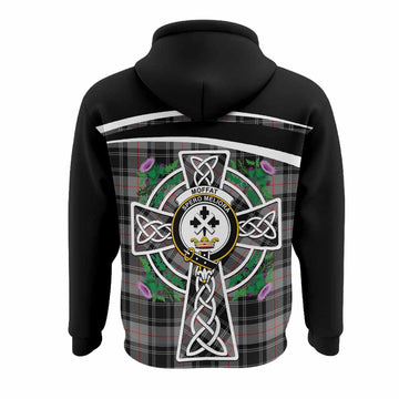 Moffat Tartan Crest Hoodie Scottish Thistle Celtic Cross Alba Gu Brath