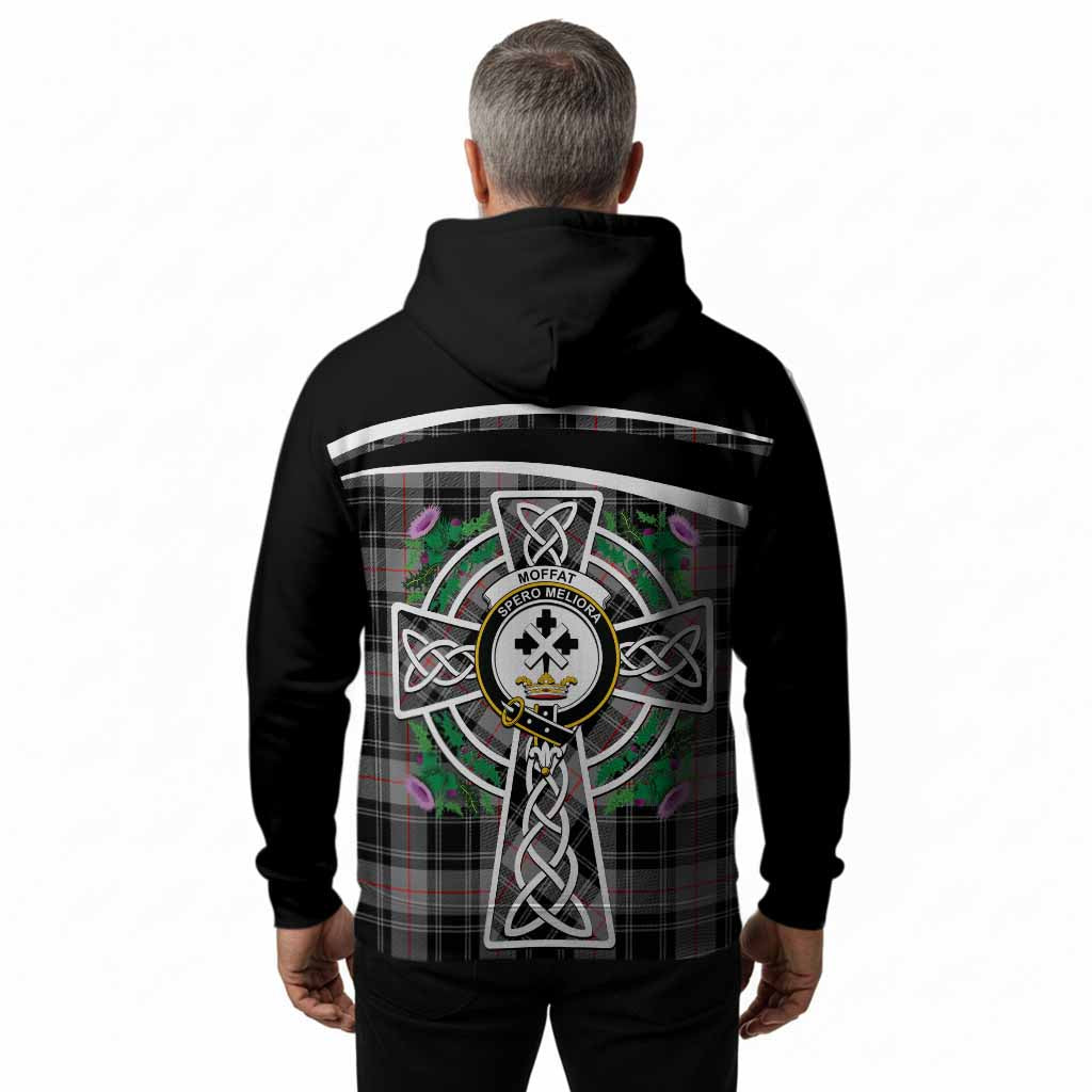 Moffat Tartan Crest Hoodie Scottish Thistle Celtic Cross Alba Gu Brath