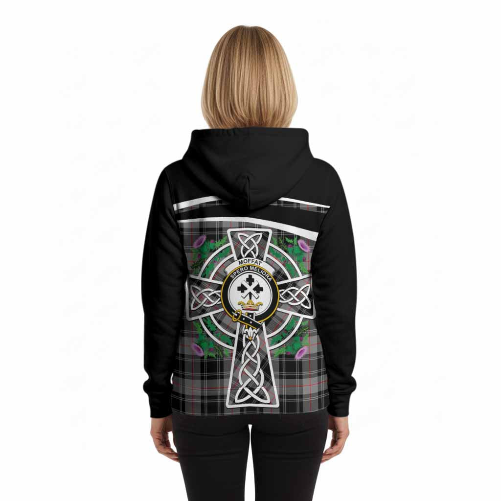 Moffat Tartan Crest Hoodie Scottish Thistle Celtic Cross Alba Gu Brath