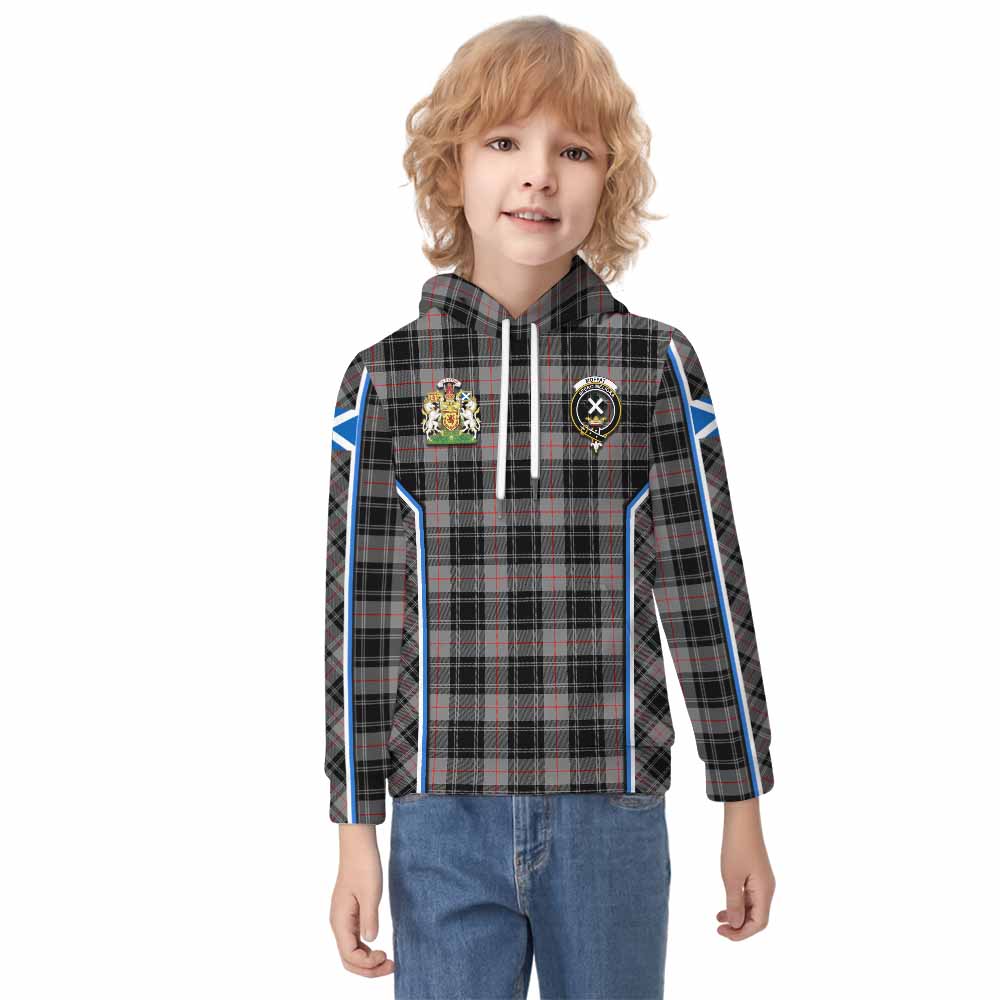Moffat Tartan Crest Kid Hoodie Scotland Coat of Arm Flag Style - Tartan Vibes Clothing