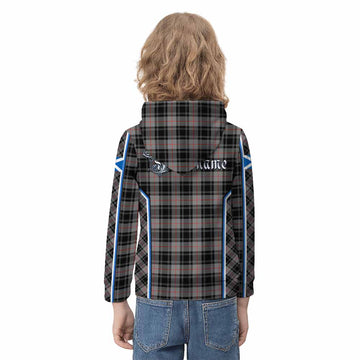 Moffat Tartan Crest Kid Hoodie Scotland Coat of Arm Flag Style