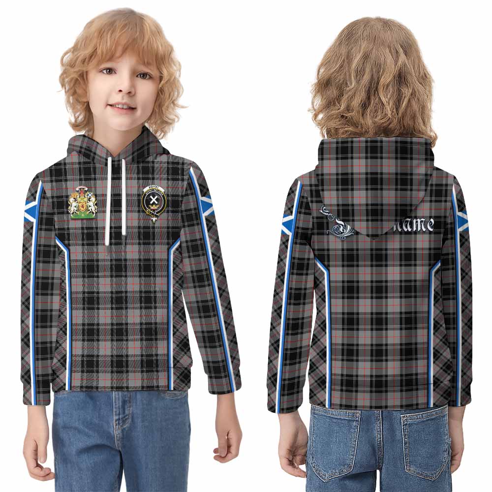 Moffat Tartan Crest Kid Hoodie Scotland Coat of Arm Flag Style - Tartan Vibes Clothing