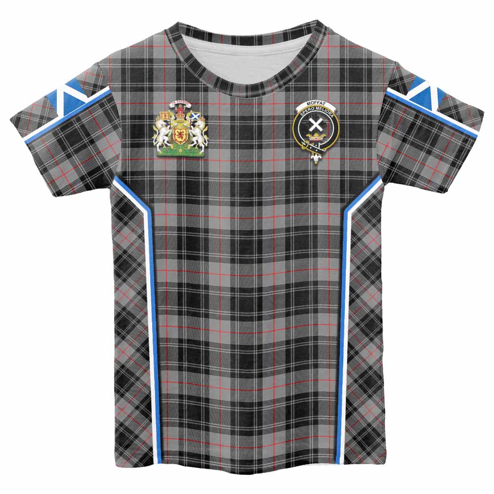 Moffat Tartan Crest Kid T-shirt Scotland Coat of Arm Flag Style - Tartan Vibes Clothing