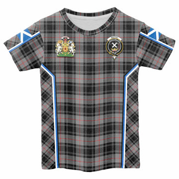 Moffat Tartan Crest Kid T-shirt Scotland Coat of Arm Flag Style