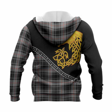 Moffat Tartan Crest Knitted Hoodie Legendary Dragon Knot Half Style
