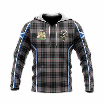 Moffat Tartan Crest Knitted Hoodie Scotland Coat of Arm Flag Style