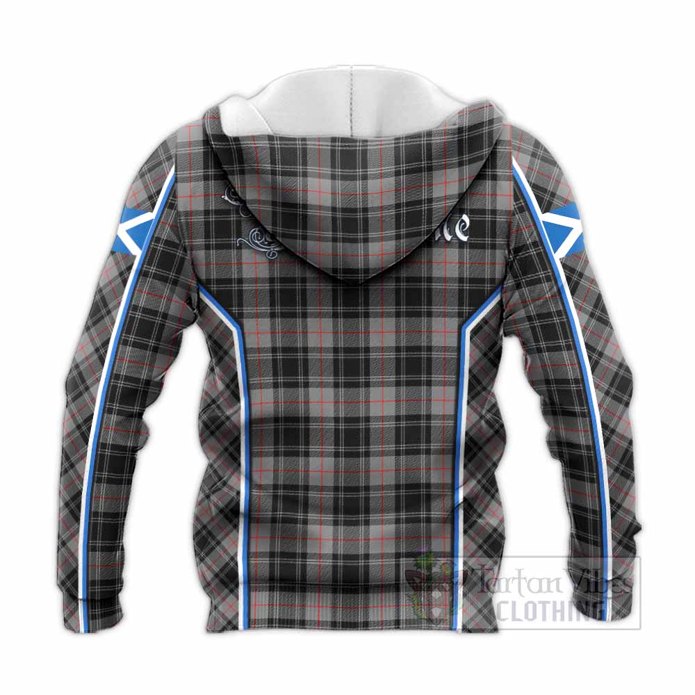 Moffat Tartan Crest Knitted Hoodie Scotland Coat of Arm Flag Style - Tartan Vibes Clothing