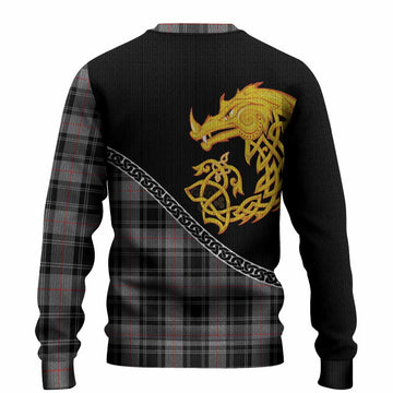 Moffat Tartan Crest Knitted Sweater Legendary Dragon Knot Half Style