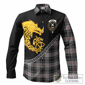 Moffat Tartan Crest Long Sleeve Button Shirts Legendary Dragon Knot Half Style