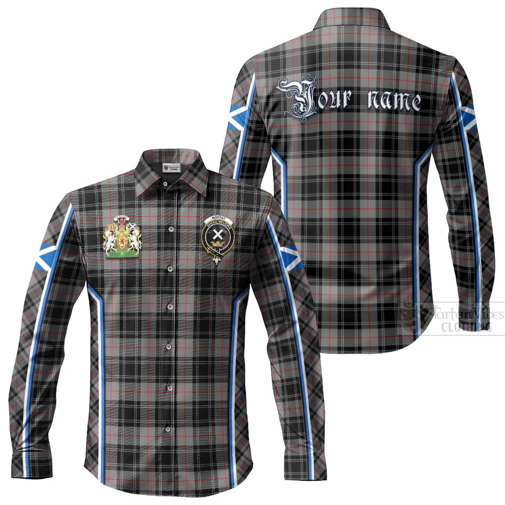 Moffat Tartan Crest Long Sleeve Button Shirts Scotland Coat of Arm Flag Style - Tartan Vibes Clothing