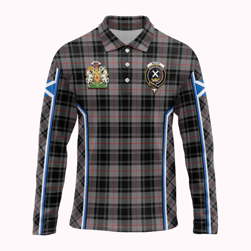 Moffat Tartan Crest Long Sleeve Polo Shirt Scotland Coat of Arm Flag Style - Tartan Vibes Clothing