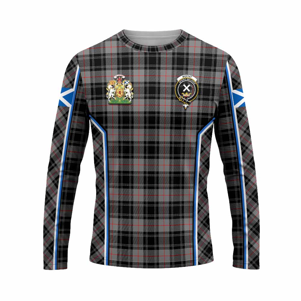 Moffat Tartan Crest Long Sleeve T-Shirt Scotland Coat of Arm Flag Style - Tartan Vibes Clothing