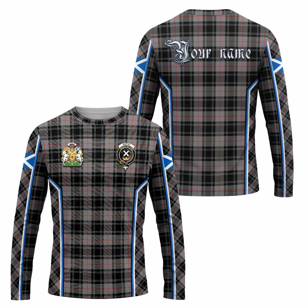 Moffat Tartan Crest Long Sleeve T-Shirt Scotland Coat of Arm Flag Style - Tartan Vibes Clothing
