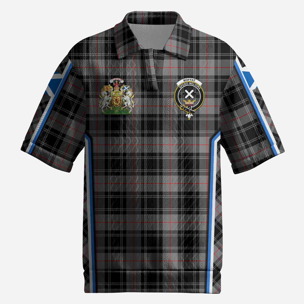 Moffat Tartan Crest Men’s Polo Sweater Top Scotland Coat of Arm Flag Style