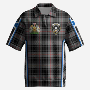 Moffat Tartan Crest Men’s Polo Sweater Top Scotland Coat of Arm Flag Style