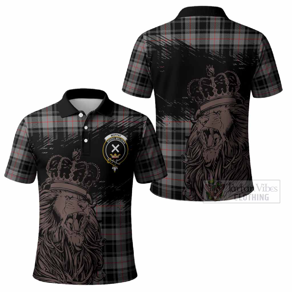 Moffat Tartan Crest Polo Shirt Crowned Lion Heritage Style