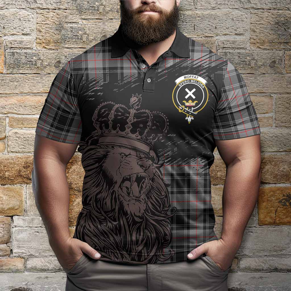 Moffat Tartan Crest Polo Shirt Crowned Lion Heritage Style