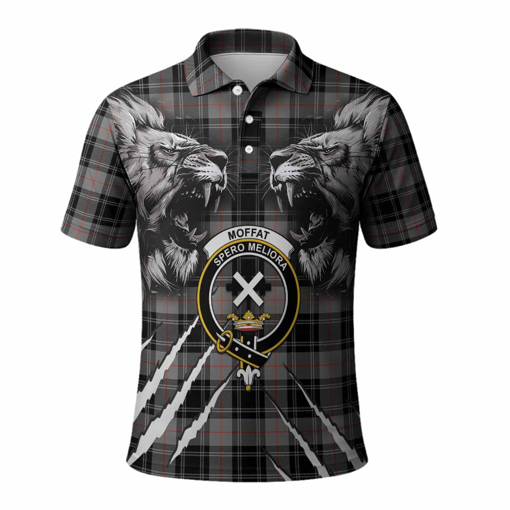 Moffat Tartan Crest Polo Shirt Ferocious Lion Style