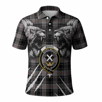 Moffat Tartan Crest Polo Shirt Ferocious Lion Style